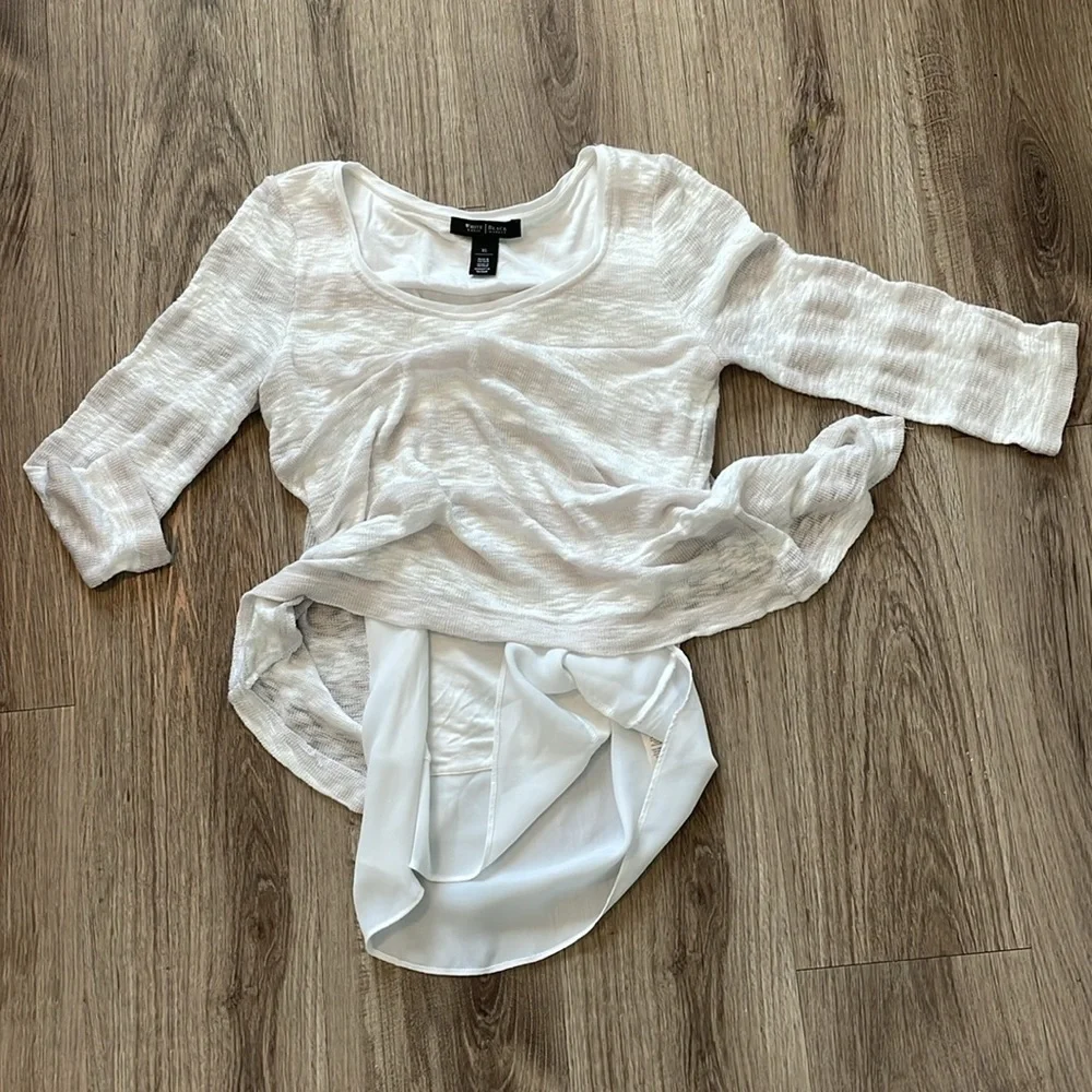 White House Black Market Knit Top Women’s XS | Taupe, White